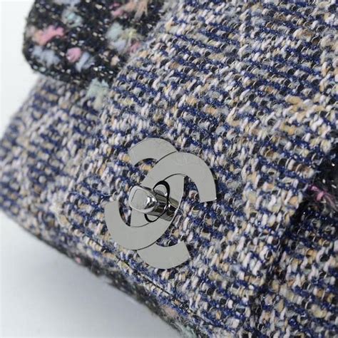 chanel grey tweed bag